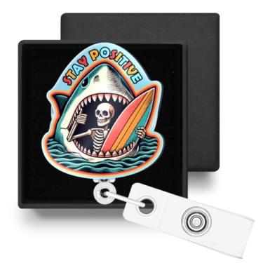 Imagem de Carretel de crachá retrátil engraçado e fofo com clipe jacaré, suporte retrátil para crachá de identificação com clipe jacaré, presentes para enfermeira, professor, trabalhador de consultório médico