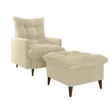 Imagem de Poltrona De Amamentação Com Puff Montreal Suede Bege Matrix Boucle Bege