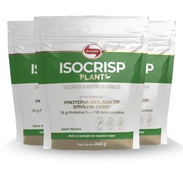 Imagem de Kit 3 Isocrisp Plant Proteína Isolada Ervilha Pouch Vitafor 240g Neutro