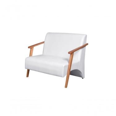 Imagem de Poltrona Namoradeira Venus Braço Madeira Maciça Tecido Sintético Unidecor Branco