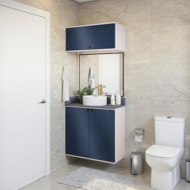 Imagem de Conjunto Para Banheiro Com Basculante Kappesberg Celeste 2 Peças Branco/azul 80cm