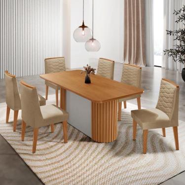 Imagem de Mesa De Jantar Aspen Com 6 Cadeiras Eloise Moderna Mobília Turim 07 Naturale