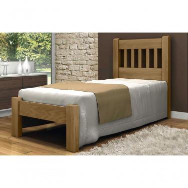 Imagem de Cama De Solteiro Pérola De Madeira Maciça Angelim Pedra/tauari - Cor Imbuia