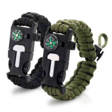 Imagem de Pulseiras táticas de paracord para homens – Pulseira de sobrevivência para uso diário com cordão de nylon – Acessório de mão elegante com fivela de liberação rápida para acampamento, caminhada