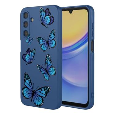 Imagem de HTXWXJC Capa de telefone para Galaxy A16, capa para Samsung A16 SM-A166P à prova de choque flexível bumper TPU capa macia padrão borboleta capa de telefone para Samsung Galaxy A16 5G borboleta azul