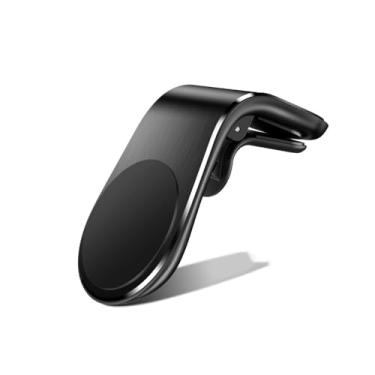 Imagem de Suporte Magnético Universal para Celular, Montagem em Ar Condicionado Veicular, Liga de Alumínio Preto, Base Giratória 360°, 3,6x5,9x3,5 cm