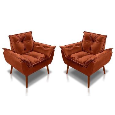 Imagem de Kit C/ 02 Poltronas Opala Luxo Suede Terracota