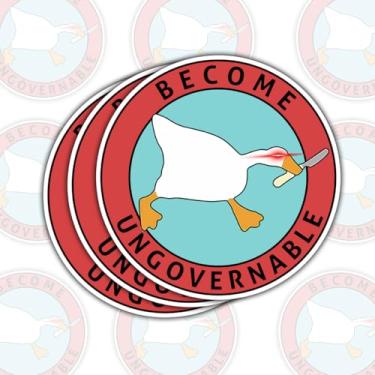 Imagem de Adesivo de ganso Become Ungovernable (3 peças) - Decalque de vinil engraçado à prova d'água para capacete, garrafa de água, copo, capa de telefone, carro, laptop e mais - 7,6 cm