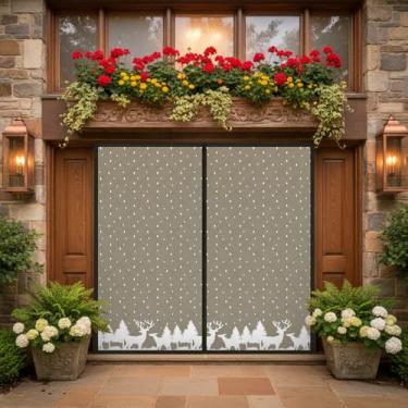 Imagem de Cortina de porta magnética com isolamento térmico, capa de porta Oxford blackout para floresta de inverno, rolha de corrente de ar para entrada de casa de inverno adequada para portas de 182 x 203 cm