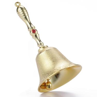 Imagem de Homelavie Sino grande de latão super alto, sinos de mão para idosos cabeceira e toque no casamento, sino de sala de aula de professor, sino de jantar, sinos tibetanos, sino de meditação, presente para