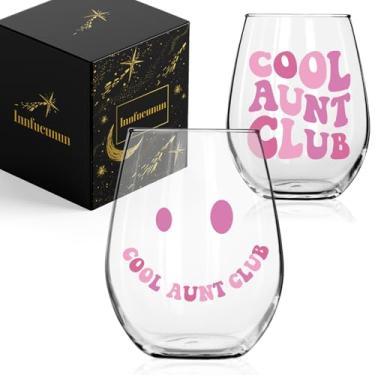 Imagem de Innfueunun Taça de vinho Cool Aunt Club Presentes de aniversário de Natal para tias, presente de sobrinha, sobrinho, presente engraçado para tia, To Be Aunts taça de vinho de 425 g, presentes de