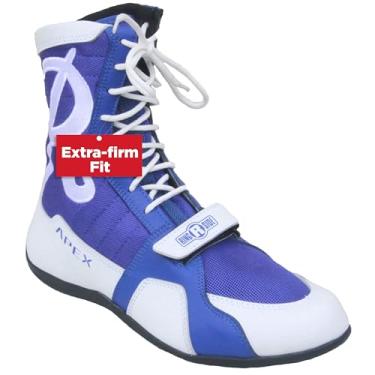 Imagem de Ringside Apex Elite Tênis de boxe, sapatos de couro sintético para homens e mulheres, cano alto no tornozelo para boxe, luta livre, treino, treino e competição, (2-13), Bl/Wh, 44 BR