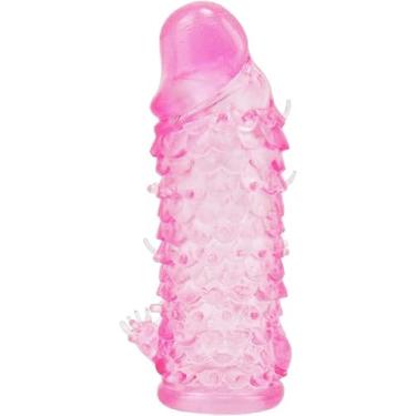 Imagem de Capa Peniana Texturizada em Gel Flexível – Com Nódulos Estimuladores e Massageadores para Maior Prazer Tamanho Único (Rosa)