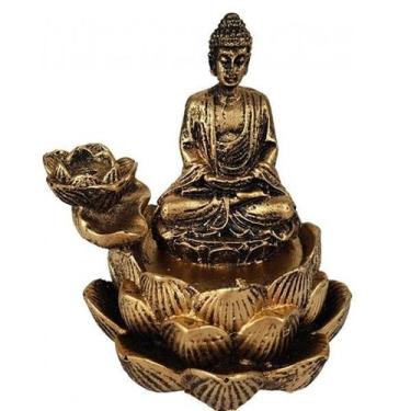 Imagem de Incensario Buda Hindu Flor De Lotus 12Cm Resina 13081 - Mana Om
