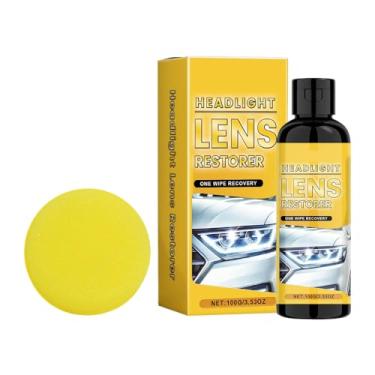 Imagem de Limpador de farol de carro | Pasta eficiente de limpeza de lente de luz automática | Restaurador de limpeza de polimento de lente de farol de carro potente com esponja