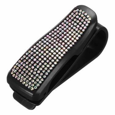 Imagem de HARFINGTON 1 peça de suporte de óculos de sol para carro com strass brilhante, clipe de óculos de sol, suporte para mulheres e homens, acessórios de viseira automotiva, peças de bilhete de recibo