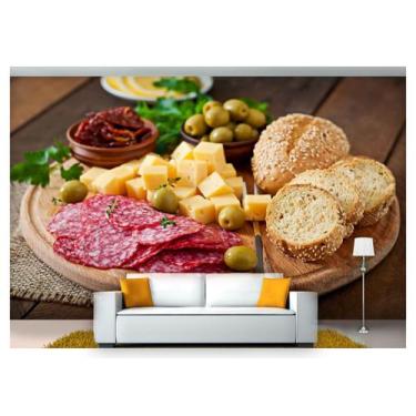 Imagem de Papel De Parede Petisco Queijo Azeitona Pão 3D Al210 - Você Decora