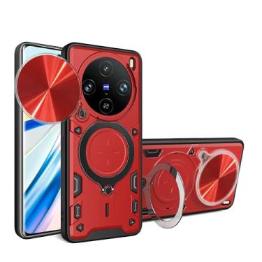 Imagem de Elubugod Capa compatível com Vivo X100 Pro 5G, com capa de lente de câmera deslizante compatível com Vivo X100 Pro 5G V2324A V2309 capa vermelha