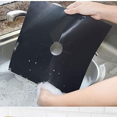 Imagem de Hztyyier Tampa do Fogão a Gás Reutilizável Protetor de Fibra de Vidro Resistente à Prova D'água para Cozinhar Cozinha Em Casa, 10pcs (Preto)