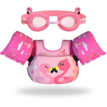 Imagem de Kit Infantil Boia e Colete SalvaVidas Óculos Natação Criança Praia e P