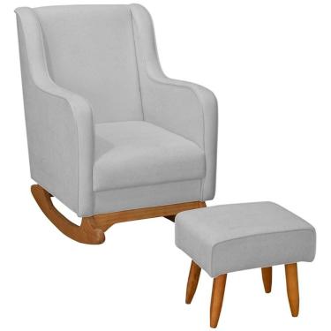 Imagem de Poltrona Amamentação Base Balanço E Puff Vick Bouclê Cinza F03 - Mpozenato