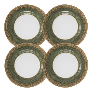 Imagem de Jogo 4 Pratos De Sobremesa Celebrate Verde Cerâmica Alleanza 20cm