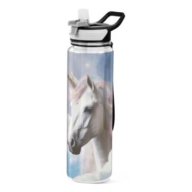 Imagem de ATTX Garrafa de água White Horse, 947 ml, à prova de vazamento e livre de BPA, garrafas de água reutilizáveis de plástico Tritan para viagens, academia, corrida (455)