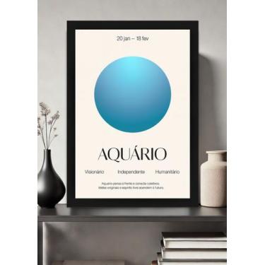 Imagem de Quadro Signo Aquário Futurista com Vidro e Moldura Preta Tamanho:21cm 