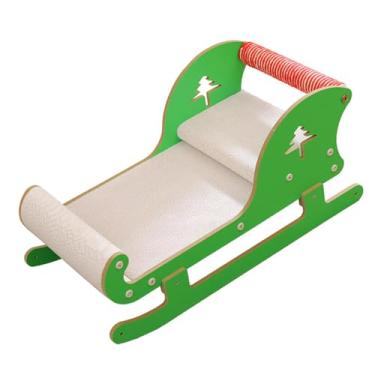 Imagem de Ｂｅｓｇａ Arranhador para gatos em formato de trenó, móvel para decoração festiva, respirável, multifuncional e confortável, 59x30x28cm