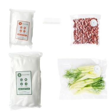 Imagem de Conjunto de sacos de armazenamento a vácuo, 10 sacos seladores a vácuo reutilizáveis livres de BPA com 4 tamanhos grandes (26 x 28 cm) e 6 médios (21 x 22 cm), design resistente a vazamentos de