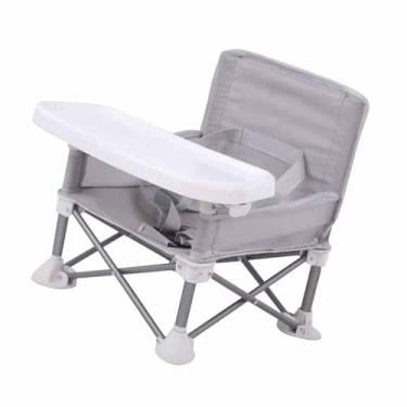 Imagem de Generic Cadeira de Jantar Dobrável para bebê Portátil Com Placa Removível para Piquenique Ao Ar Livre, Material de Liga de Alumínio para Conforto Infantil, Assento de Viagem para Crianças Pequenas (Cinza)