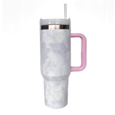 Imagem de Copo Térmico Inox 1200Ml Com Tampa Canudo Quente Frio -Lilás