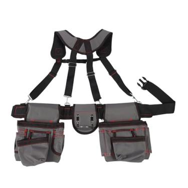 Imagem de Garosa Cinto de Ferramentas de Carpinteiro Profissional, Organizador de Ferramentas de Construção Pesada Com 12 Bolsos e Suspensórios para Eletricista, Jardineiro, Carpinteiro