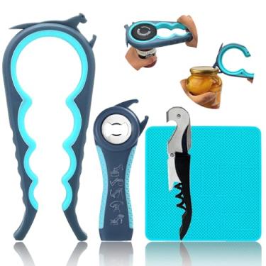 Imagem de Otstar Abridor de frascos mais recente para idosos com artrite, mãos fracas com abridor de frascos de borracha e abridor de saca-rolhas