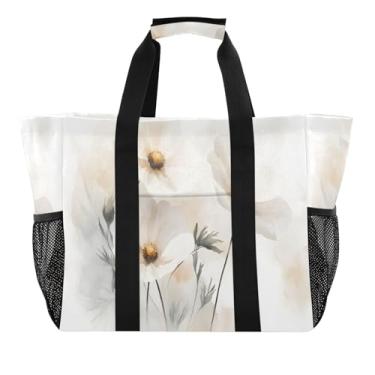 Imagem de Wassud Elegante flor silvestre (2) sacolas de compras reutilizáveis grande bolsa organizadora de lona impermeável para praia, piquenique, lavanderia, viagem