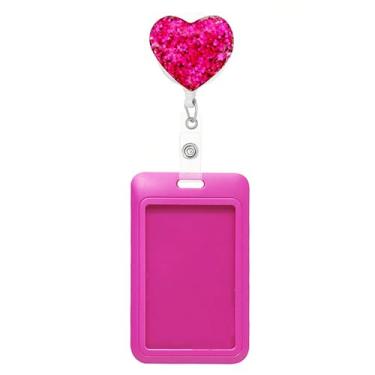 Imagem de Carretel retrátil de crachá de enfermeira de coração fofo com suporte de crachá de identidade, suporte engraçado para chaveiros, ótimos presentes para mulheres, funcionários, trabalhadores