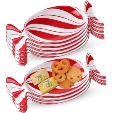 Imagem de Teenyyou 8 peças de prato de doces de Natal melamina bandeja de servir frutas sobremesa pratos de biscoito para festa de Natal, lembrancinha de Natal, lavável na lava-louças