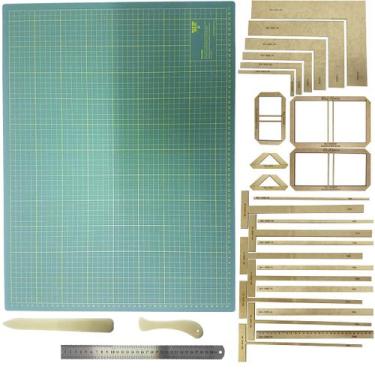 Imagem de Base Corte 60x45 Régua Inox 30cm Gabaritos Cartonagem Vincador Dobrado