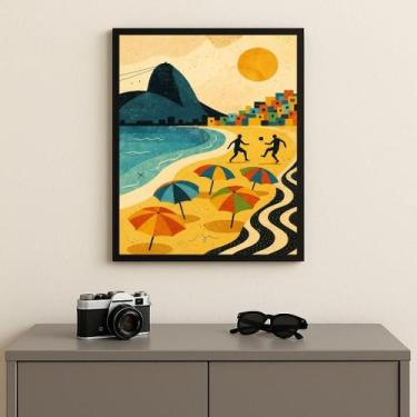 Imagem de Quadro Arte Rio De Janeiro Praia Favela 45X34Cm Mold Preta - Quadros O