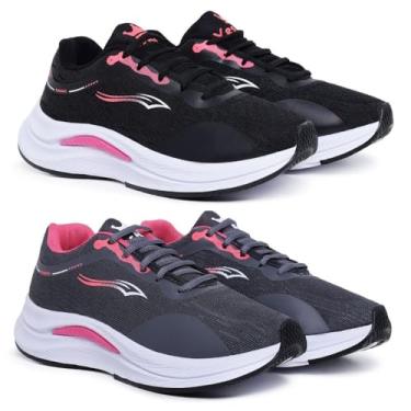 Imagem de Kit 2 Pares Tenis Feminino Caminhada e Academia Musculação Esportivo Casual Dia Dia (Preto e Grafite, BR, Adulto, Numérico, 38)