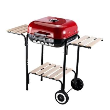 Imagem de Churrasqueira a Carvão Califórnia Portátil com Rodinhas – Aço Esmaltado, Grelha e Acessórios para Churrasc