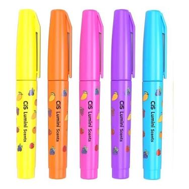 Imagem de Caneta Marca Texto Cis Mini Scents C/ Cheirinho 6 Cores Neon