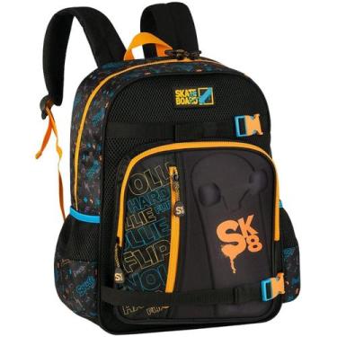 Imagem de Mochila de Costas Escolar Infantil Criança Menino Estilo Skate Materia