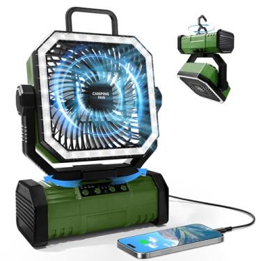 Imagem de Super RGB Ventilador de acampamento portátil, ventilador oscilante operado por bateria recarregável de 20000 mAh para tendas - verde