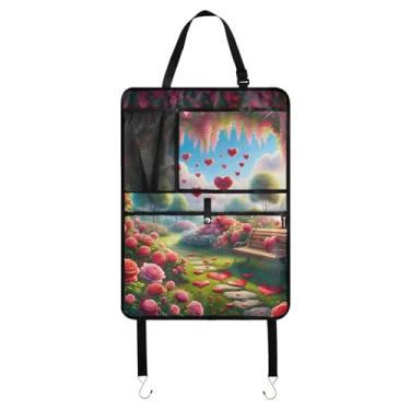 Imagem de ODAWA Organizador de encosto para o Dia dos Namorados, Love Archway, protetor de encosto de carro, tapetes antisujidade, pacote com 2 protetores de assento de carro para cadeirinha infantil