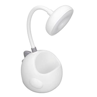 Imagem de ZJchao Linda Lâmpada de Mesa LED, Tubo Flexível Pescoço de Ganso Recarregável por USB Com Suporte para Caneta, para Dormitório Estudantil, Escritório, Quarto, Sala de Estar, (Branca)