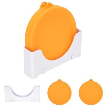 Imagem de PUREKRA Conjunto organizador de tampas de silicone com tampa, pacote com 2 tampas compatíveis com Pyrex 7401-S 3 xícaras de vidro esculpido, organizador de tampa de recipiente de alimentos para