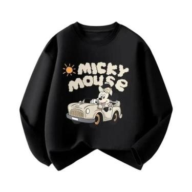 Imagem de Camiseta Infantil Preta De Manga Longa Com Estampa Do Mickey Casual Es