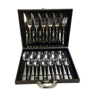 Imagem de Conjunto de Talheres em Aço Inoxidável, 24 Peças com Estojo de Apresentação, Inclui Facas, Garfos e Colheres