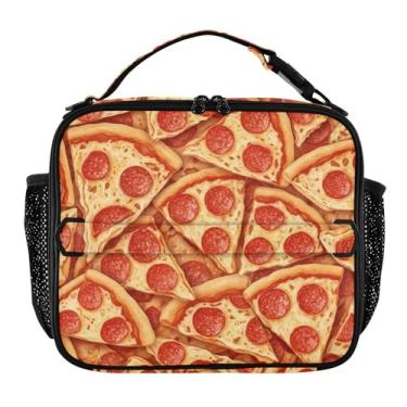 Imagem de Joisal Lancheira colorida de desenho animado pizza, meninas, mulheres, lancheira infantil, masculina, lancheira para trabalho, bolsa térmica portátil com alça de ombro ajustável